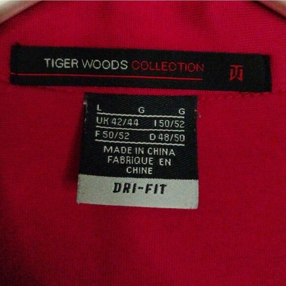 Tiger Woods Red Nike Short Sleeve Polo Shirt size Large Dri-Fit - Picture 4 of 14